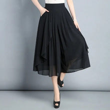 Load image into Gallery viewer, Cap Point black / M Elegant Summer Chiffon High Waist Wide Leg Skirt Pants
