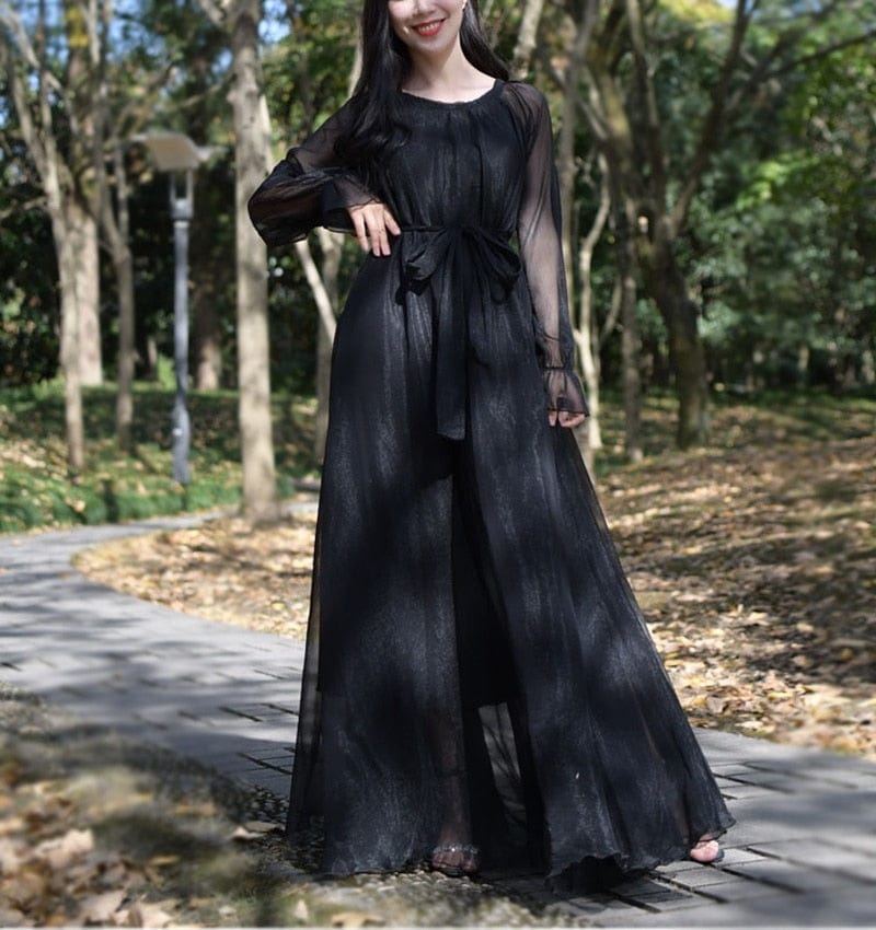 Cap Point black / M Eliana Elegant Flowy High Quality Maxi Dress