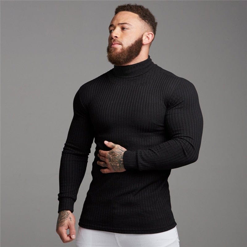 Cap Point black / M Fashion Turtleneck Mens Thin Sweater