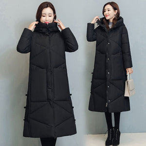 Cap Point Black / M Fashionable thick cotton padded winter long coat