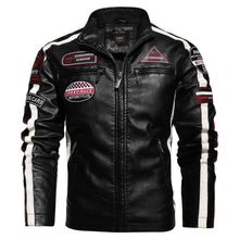 Load image into Gallery viewer, Cap Point black / M Leather Embroidered Aviator Men Motorcycle Jacket
