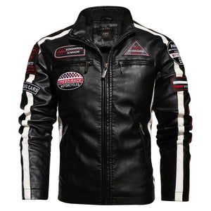 Cap Point black / M Leather Embroidered Aviator Men Motorcycle Jacket
