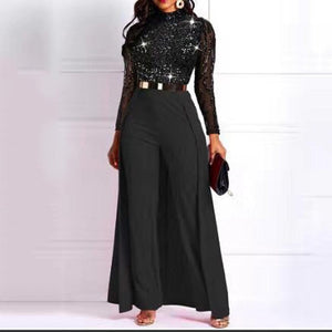 Cap Point Black / M Raissa Sequined Fashion Full Sleeve High Waist Jumpsuit