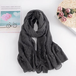 Cap Point black Martha plain soft viscose embroider winter wrap hijab foulard shawl scarf