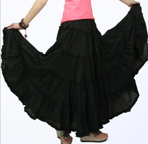 Cap Point Black / One size Belline Vintage Long Elastic Waist Boho Maxi Skirt