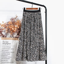 Load image into Gallery viewer, Cap Point black / One Size Brigitte A Line Elastic High Waist Pleate Chiffon Midi Skirt
