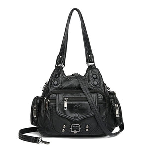 Cap Point Black / One size Caroline Vintage High Quality Leather Luxury Handbag