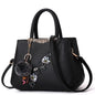 Cap Point Black / One size Denise Leather Embroidered Messenger Tote Bag