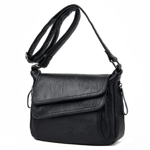 Cap Point Black / One size Denise Soft Leather Shoulder Crossbody Luxury Purse Handbag