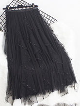 Load image into Gallery viewer, Cap Point black / One Size Emine High waisted ruffled pleated tulle maxi skirt
