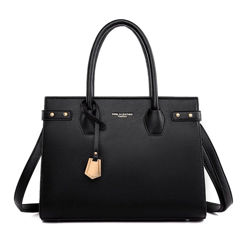 Cap Point Black / One size New Luxury Leather HandbBag