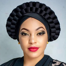 Load image into Gallery viewer, Cap Point Black / One Size Queen Auto Gele Turban Headtie
