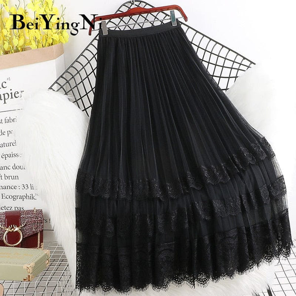 Cap Point black / One Size Serena Fashion High Waist Tulle Midi Skirt