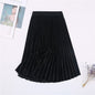 Cap Point Black / One Size Vintage Velvet High Waisted Elegant Pleated Skirt