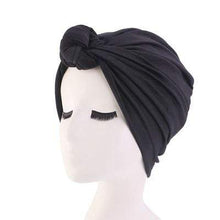 Load image into Gallery viewer, Cap Point Black / One size Women top knot turban cap
