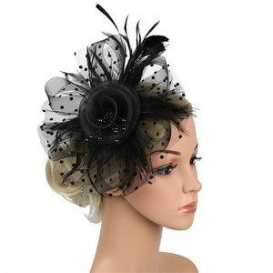 Cap Point Black Pamela Bridal Wedding Party Fascinator Veil Hat