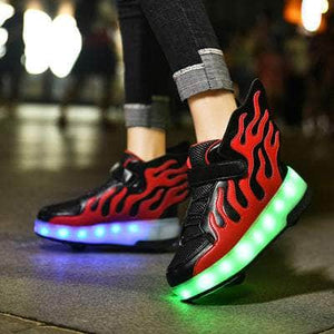 Cap Point Black red / 9.5 Heelys LED Luminous Rechargeable Lightweight Roller Shoes
