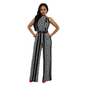 Cap Point black / S Anita V-neck Geometric Print Sleeveless Jumpsuit