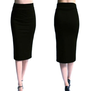 Cap Point black / S Brigitte Stretch High Waist Mid-Calf Pencil Bodycon Midi Skirt