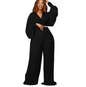 Cap Point black / S Cap Point Pleated Set Crop Top High Waist Wide Leg Pants