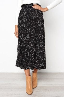 Cap Point black / S Casual Chiffon Printed High Waist Pleated Maxi Skirt