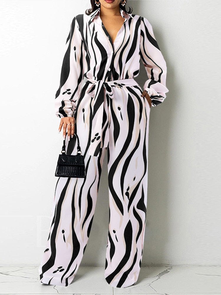 Cap Point black / S Eden Long Sleeve Belted Loose Oversized Romper