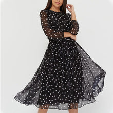 Load image into Gallery viewer, Cap Point black / S Elegant Dot Print Long Sleeve A-line Dress Party Dress
