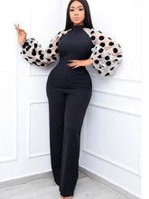 Load image into Gallery viewer, Cap Point Black / S Elegant Office Lady Patchwork Sleeves Jumpsuit
