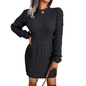 Cap Point Black / S Elisa Fashion O Neck Solid Elastic Winter Twist Knitting Sweater Dress