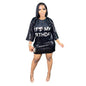 Cap Point black / S Emilie Sequined Drop Shoulder Straight ONeck Shiny Style Mini Dress