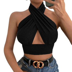 Cap Point black / S Fashion Sexy Sleeveless Backless Halter Crop Top