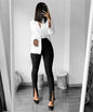 Cap Point Black / S Jenny Skinny High Waist Slit Flare Pants