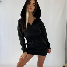 Load image into Gallery viewer, Cap Point black / S Martina Sexy Hooded Sweatshirt Mini Dress
