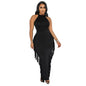 Cap Point Black / S Monroe Sexy Sleeveless Tassels Bodycon Maxi Dress