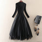 Cap Point Black / S Okeleye Fashion Embroidery Mesh Patchwork Knitted Sweater Dress