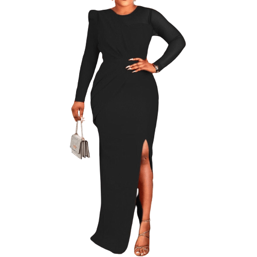 Cap Point black / S Penelope Sexy Split Long Sleeve Bodycon Maxi Dress