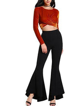 Load image into Gallery viewer, Cap Point Black / S Phinea Bell Bottom Wide Leg Flare Stretch High Waist irregular Palazzo Pants
