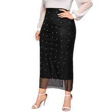 Load image into Gallery viewer, Cap Point Black / S Prisca Beads High Waist Slim Mesh Modest Classy Pencil Skirt
