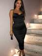 Cap Point black / S Samira Elegant Sleeveless Satin Bandage Evening Dress