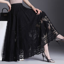 Load image into Gallery viewer, Cap Point Black / S Schomie Lace Big Swing Gauze Hollow Pleated Skirt
