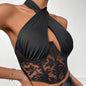 Cap Point black / S Sexy Spliced Lace Bustier Crop Top