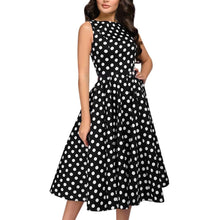 Load image into Gallery viewer, Cap Point black / S / United States Giselle Vintage Zip Flare Retro Polka Dot Print Sleeveless Dress
