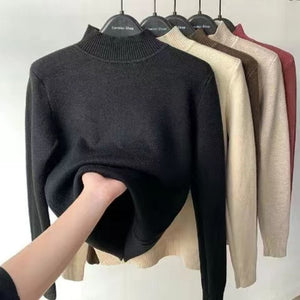 Cap Point Black / S Women  Elegant Thick Warm Long Sleeve KnittedTurtleneck Sweater