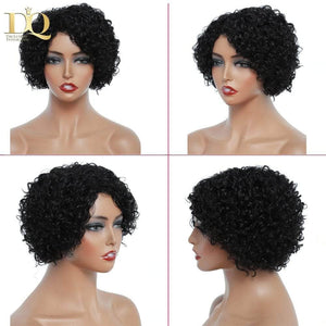Cap Point Black / Style 3 Martha Short Afro Kinky Curly Pixie Cut Human Hair Wigs