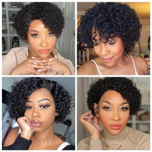 Load image into Gallery viewer, Cap Point Black / Style 5 Martha Short Afro Kinky Curly Pixie Cut Human Hair Wigs
