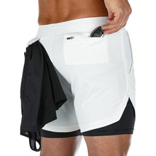 Load image into Gallery viewer, Cap Point Black White / M Men 2 in 1 Running Short
