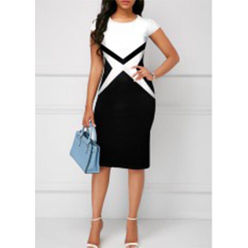 Cap Point black white / S Belinda High Waist Sexy V-Neck Sleeveless Midi Bodycon Dress