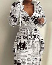 Load image into Gallery viewer, Cap Point black white / S Linton Pocket Design Drawstring Waist Hooded Sweatshirt Dress
