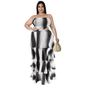 Cap Point Black / XL Melania Plus Size Ruffles Hem Off The Shoulder Hollow Out Elegant Maxi Dress