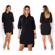 Load image into Gallery viewer, Cap Point Black / XL Raissa 3/4 Sleeve Solid Color Irregular Oversized Shirt Dress
